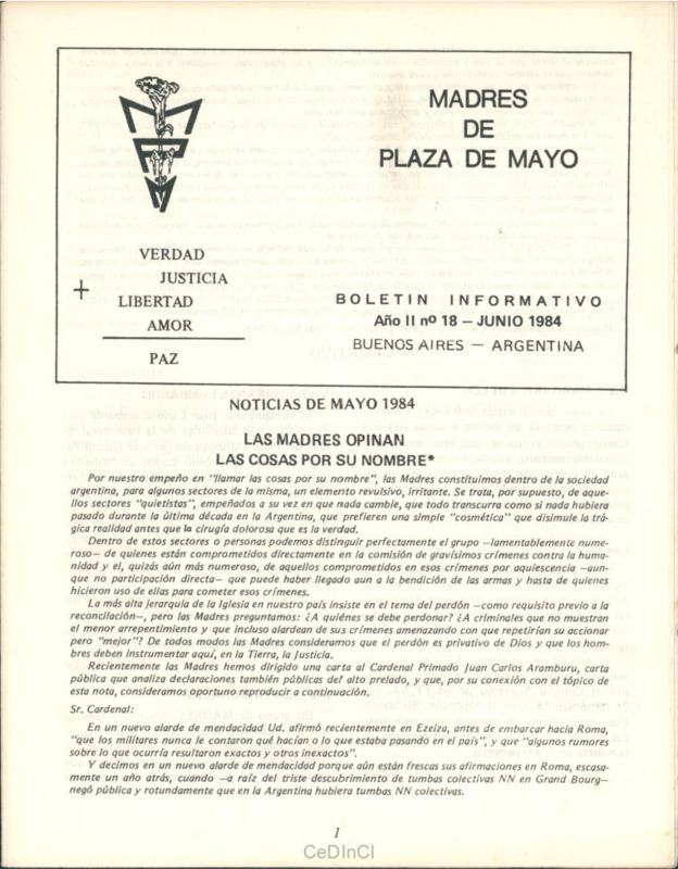 Boletín de las Madres de Plaza de Mayo nº 18