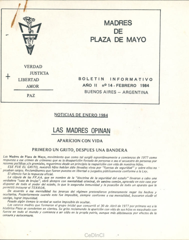 Boletín de las Madres de Plaza de Mayo nº 14