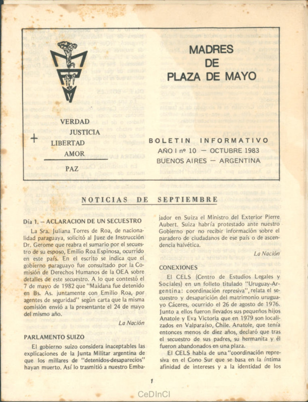 Boletín de las Madres de Plaza de Mayo nº 10