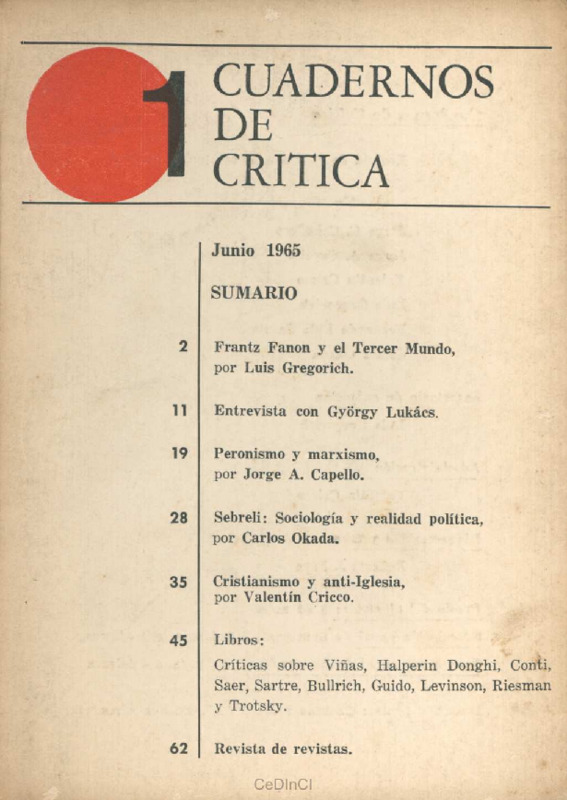 Cuadernos de Crítica. Revista de crítica e investigación cultural nº 1