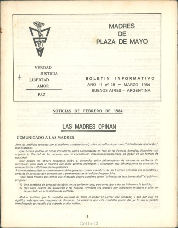 Boletín de las Madres de Plaza de Mayo nº 15