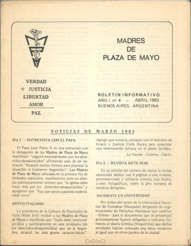 Boletín de las Madres de Plaza de Mayo nº 4
