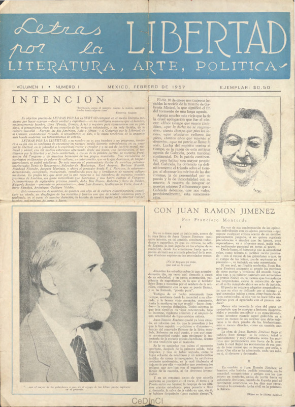 LETRAS POR LA LIBERTAD. Literatura, arte, política nº 1