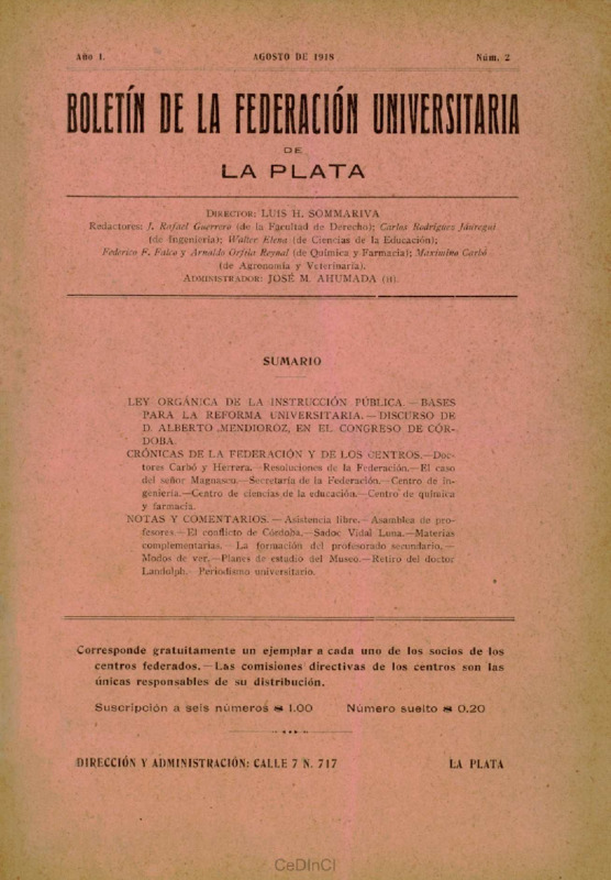 Boletín de la Federación Universitaria de La Plata nº 2
