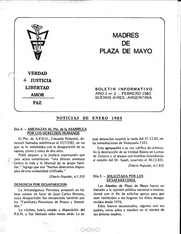 Boletín de las Madres de Plaza de Mayo nº 2