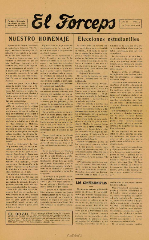 El Fórceps. Periódico universitario editado por estudiantes de Medicina nº 3