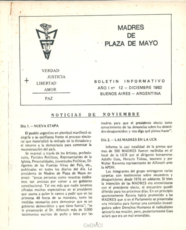 Boletín de las Madres de Plaza de Mayo nº 12