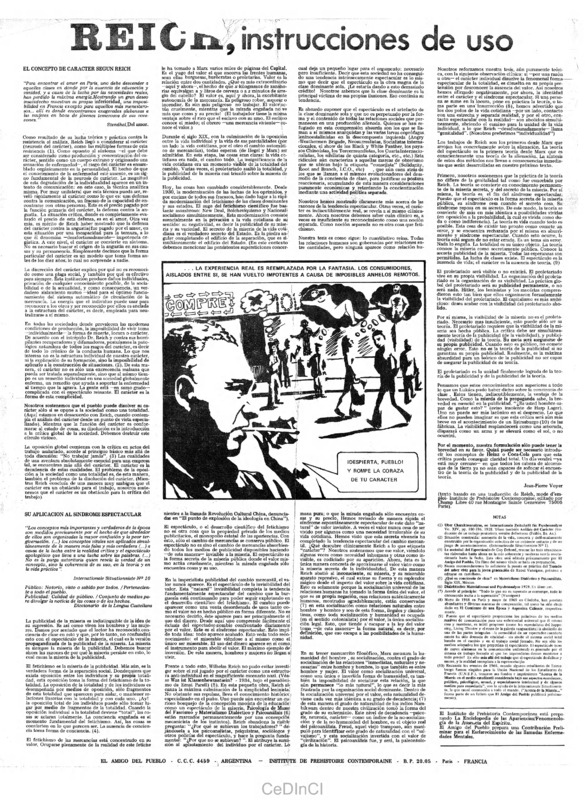 Reich. Instrucciones de uso nº 1