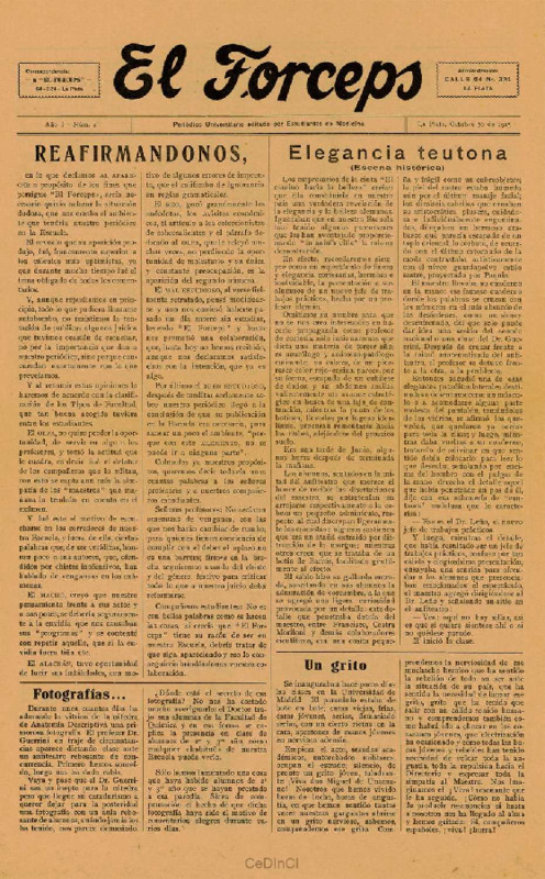 El Fórceps. Periódico universitario editado por estudiantes de Medicina nº 2