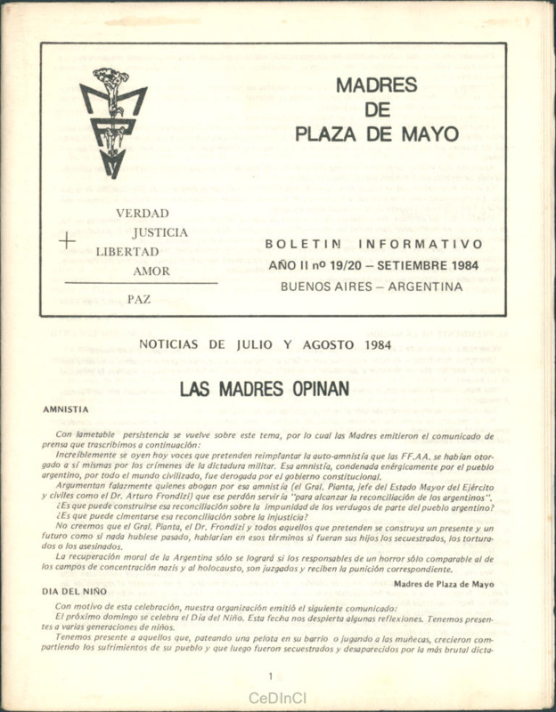Boletín de las Madres de Plaza de Mayo nº 20 y 21