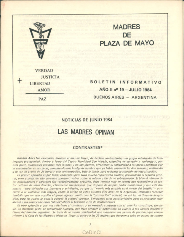 Boletín de las Madres de Plaza de Mayo nº 19