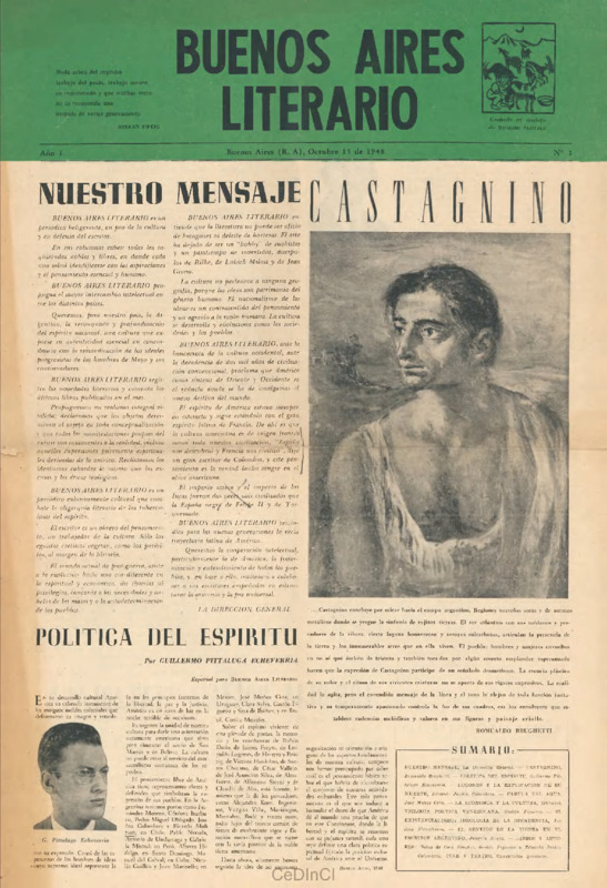 Buenos Aires Literario. Periódico ilustrado de artes y letras nº 1