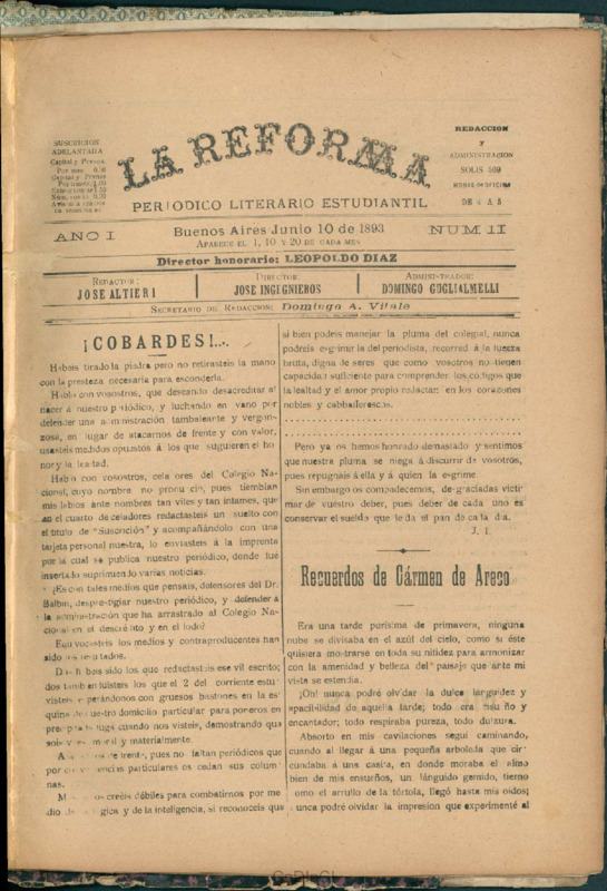 La Reforma. Periódico Literario Estudiantil nº 2