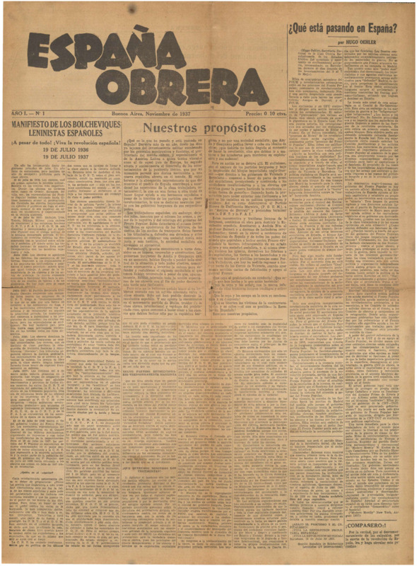 España obrera nº 1