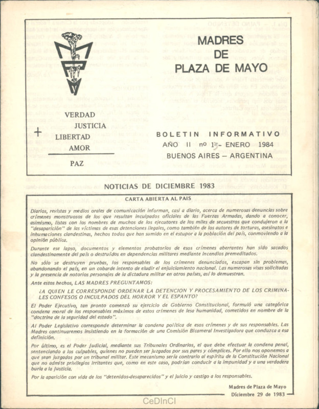 Boletín de las Madres de Plaza de Mayo nº 13