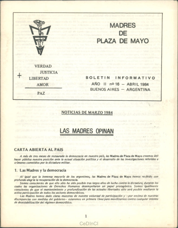 Boletín de las Madres de Plaza de Mayo nº 16